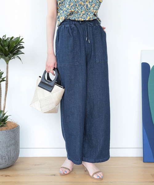 BEAMS HEART（ビームスハート）の「リネン混 デニム イージーパンツ（デニムパンツ・レディース・インディゴブルー/ブルー系その他・FREE）」の7枚目の写真