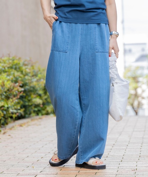 BEAMS HEART（ビームスハート）の「リネン混 デニム イージーパンツ（デニムパンツ・レディース・インディゴブルー/ブルー系その他・FREE）」の13枚目の写真