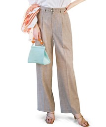 RANAN（ラナン）の「ウォッシャブル　ベルト付ワイドパンツ（スーツパンツ）」