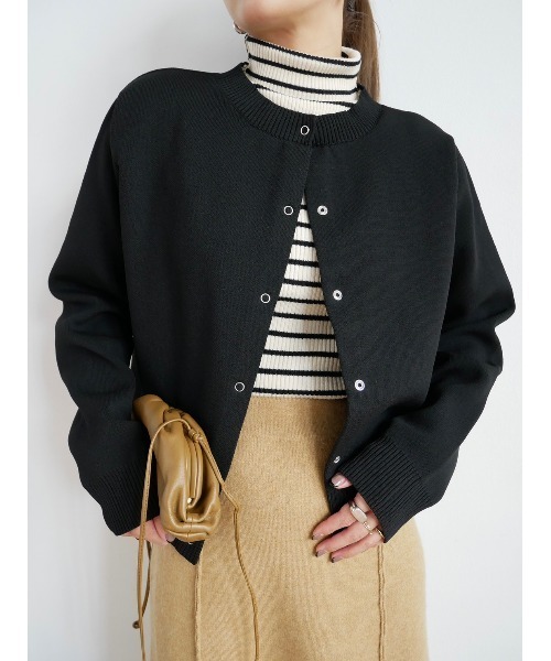 TRUNC(トランクエイティーエイト)の「3WAY Snap Knit Cardigan(カーディガン/ボレロ・レディース・ホワイト×ブラック/ブラック・FREE)」の2枚目の写真