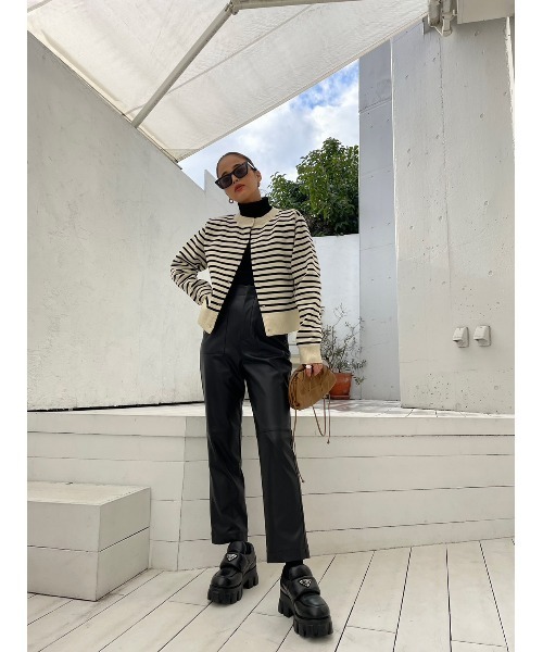 TRUNC(トランクエイティーエイト)の「3WAY Snap Knit Cardigan(カーディガン/ボレロ・レディース・ホワイト×ブラック/ブラック・FREE)」の4枚目の写真