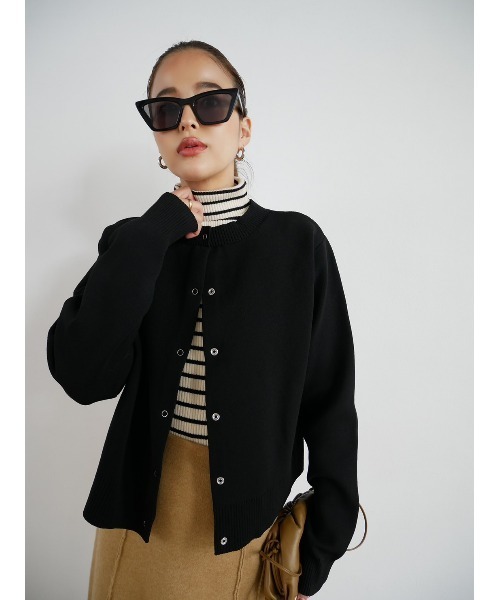 TRUNC(トランクエイティーエイト)の「3WAY Snap Knit Cardigan(カーディガン/ボレロ・レディース・ホワイト×ブラック/ブラック・FREE)」の14枚目の写真