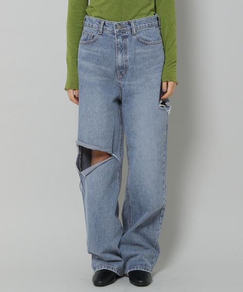 ALAND（エーランド）の「3.3 Field Trip／リップドワイドパンツ　2193366（デニムパンツ・レディース・ブルー・SMALL/MEDIUM）」の3枚目の写真