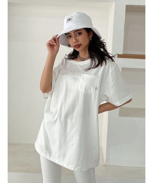 GYDA（ジェイダ）の「NOSTALGIC ポケットBIG Tシャツ（Tシャツ/カットソー・レディース・グリーン/チャコールグレー/オフホワイト・FREE）」の13枚目の写真