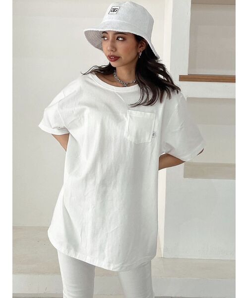 GYDA（ジェイダ）の「NOSTALGIC ポケットBIG Tシャツ（Tシャツ/カットソー・レディース・グリーン/チャコールグレー/オフホワイト・FREE）」の15枚目の写真