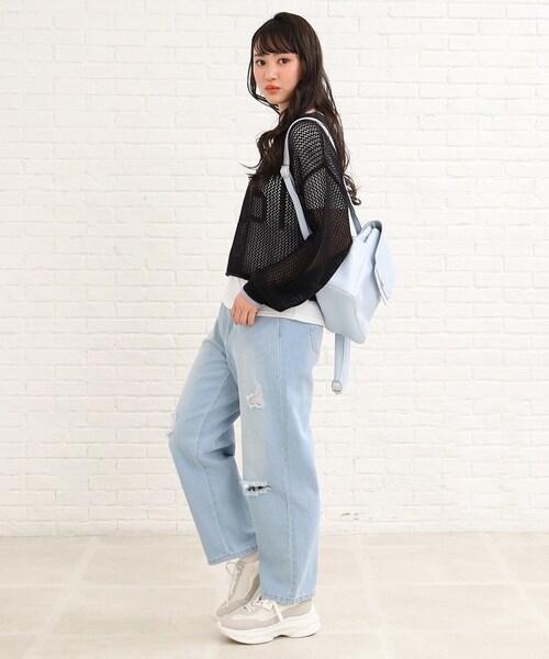 PINK-latte（ピンクラテ）の「◆ハートバックルベルトリュック（バックパック/リュック・キッズ・アイボリー/ライトブルー/ブラック・00）」の6枚目の写真