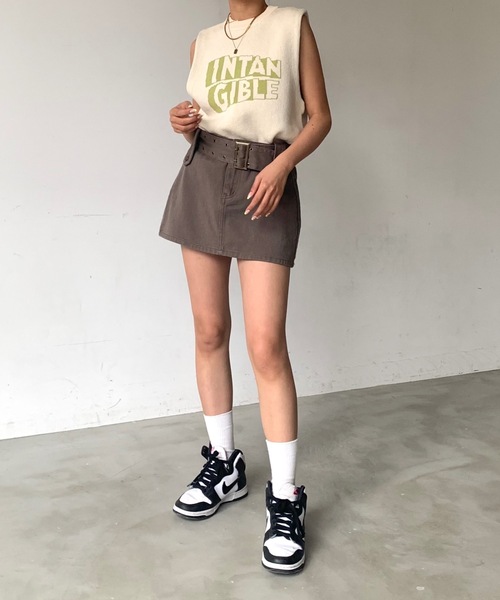 SHAGGIE(シャギー)の「フロントロゴニットタンクベスト(ニット/セーター・レディース・ナチュラル/ブラウン・FREE)」の4枚目の写真