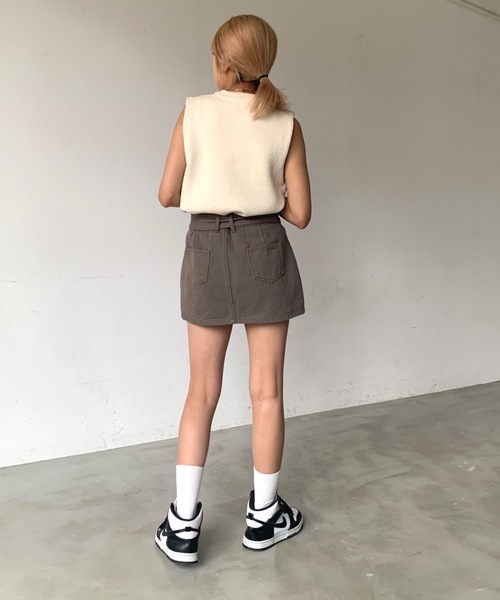 SHAGGIE(シャギー)の「フロントロゴニットタンクベスト(ニット/セーター・レディース・ナチュラル/ブラウン・FREE)」の7枚目の写真