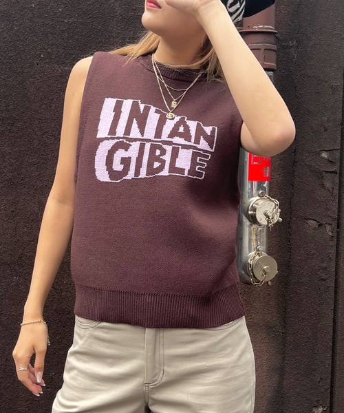 SHAGGIE(シャギー)の「フロントロゴニットタンクベスト(ニット/セーター・レディース・ナチュラル/ブラウン・FREE)」の5枚目の写真