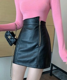 ｻｲﾄﾞZIPﾌｪｲｸﾚｻﾞｰﾐﾆｽｶｰﾄ