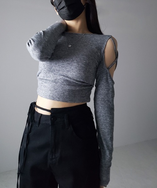 me+em select(ミームセレクト)の「【 4color 】カットアウトサイドリボンウォッシュストレートデニム(デニムパンツ・レディース・ブルー/アイボリー/ブラック/ダークブラック・LARGE/SMALL/X-LARGE/MEDIUM/X-SMALL)」の8枚目の写真