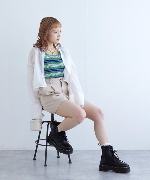 w closet(ダブルクローゼット)の「【前後2WAY】ブークレニットタンクトップ(タンクトップ・レディース・イエロー/ホワイト系その他/グリーン/オフホワイト・FREE)」の15枚目の写真