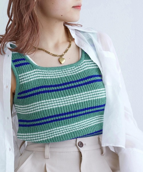 w closet(ダブルクローゼット)の「【前後2WAY】ブークレニットタンクトップ(タンクトップ・レディース・イエロー/ホワイト系その他/グリーン/オフホワイト・FREE)」の16枚目の写真
