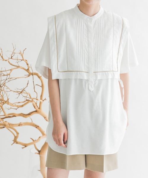 KBF（ケイビーエフ）の「ドロストレイヤードブラウス（シャツ/ブラウス・レディース・ブラック/オフホワイト/イエロー系その他・ONE）」の5枚目の写真