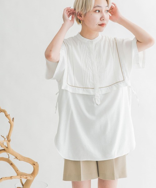 KBF（ケイビーエフ）の「ドロストレイヤードブラウス（シャツ/ブラウス・レディース・ブラック/オフホワイト/イエロー系その他・ONE）」の6枚目の写真