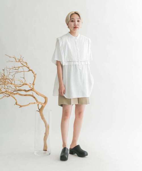 KBF（ケイビーエフ）の「ドロストレイヤードブラウス（シャツ/ブラウス・レディース・ブラック/オフホワイト/イエロー系その他・ONE）」の9枚目の写真