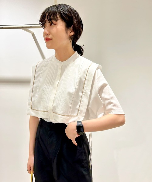 KBF（ケイビーエフ）の「ドロストレイヤードブラウス（シャツ/ブラウス・レディース・ブラック/オフホワイト/イエロー系その他・ONE）」の12枚目の写真