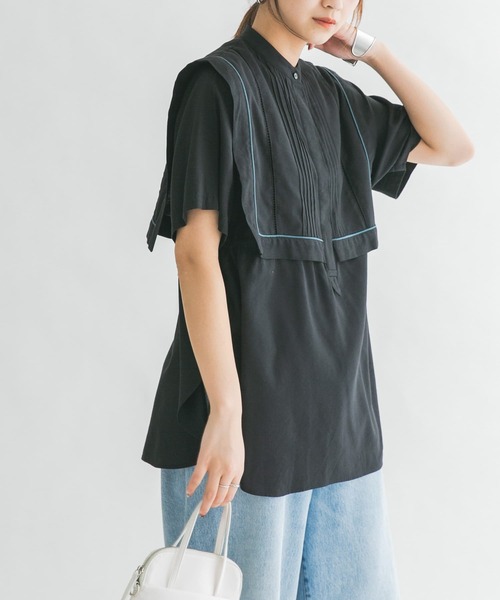 KBF（ケイビーエフ）の「ドロストレイヤードブラウス（シャツ/ブラウス・レディース・ブラック/オフホワイト/イエロー系その他・ONE）」の13枚目の写真