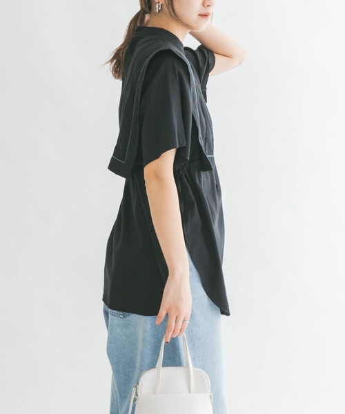 KBF（ケイビーエフ）の「ドロストレイヤードブラウス（シャツ/ブラウス・レディース・ブラック/オフホワイト/イエロー系その他・ONE）」の14枚目の写真