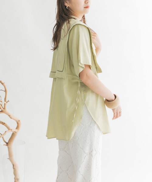 KBF（ケイビーエフ）の「ドロストレイヤードブラウス（シャツ/ブラウス・レディース・ブラック/オフホワイト/イエロー系その他・ONE）」の22枚目の写真