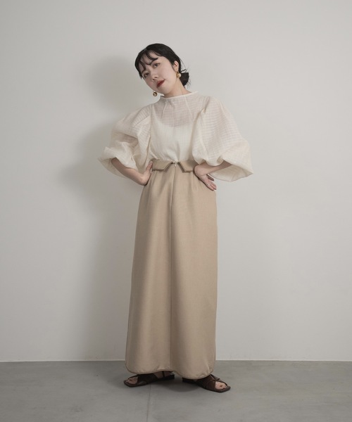 lawgy（ラウジー）の「change waist design skirt（スカート・レディース・モカ/ライトベージュ・FREE）」の2枚目の写真