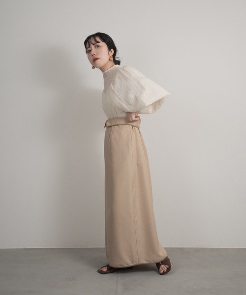 lawgy（ラウジー）の「change waist design skirt（スカート・レディース・モカ/ライトベージュ・FREE）」の5枚目の写真