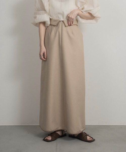 lawgy（ラウジー）の「change waist design skirt（スカート・レディース・モカ/ライトベージュ・FREE）」の6枚目の写真