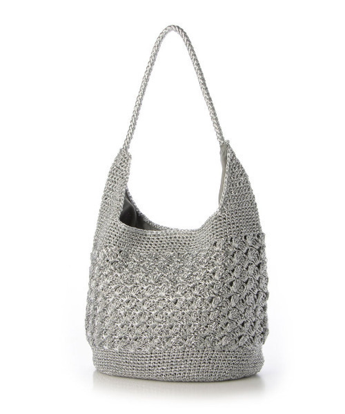 cache cache(カシュ カシュ)の「カシュカシュ cachecache / 柄編みメタリックヤーンワンハンドルトート(トートバッグ・レディース・ブラック/シルバー・FREE)」の12枚目の写真