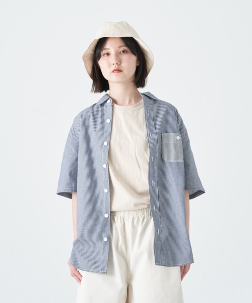 CORISCO(コリスコ)の「ヒッコリーポケット配色半袖シャツ(M1)(シャツ/ブラウス・メンズ・その他1/その他2・MEDIUM/X-LARGE/LARGE)」の2枚目の写真