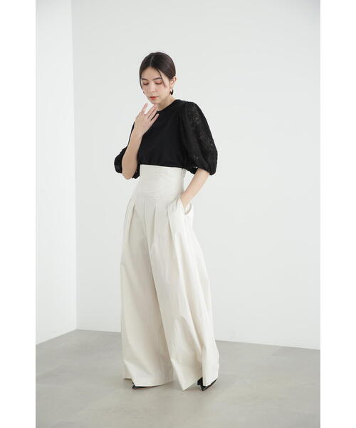 JILL STUART（ジルスチュアート）の「◆ジャガードスリーブジャージー（Tシャツ/カットソー・レディース・ホワイト/ブラック・FREE）」の5枚目の写真