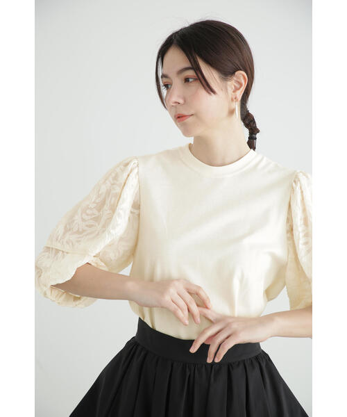 JILL STUART（ジルスチュアート）の「◆ジャガードスリーブジャージー（Tシャツ/カットソー・レディース・ホワイト/ブラック・FREE）」の13枚目の写真