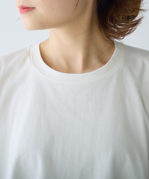 PUAL CE CIN（ピュアルセシン）の「ワンポイントプリントチュニックTシャツ（Tシャツ/カットソー・レディース・オフホワイト/ブラック/グレイッシュベージュ・FREE）」の14枚目の写真