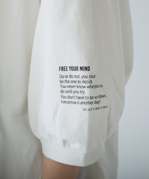 PUAL CE CIN（ピュアルセシン）の「ワンポイントプリントチュニックTシャツ（Tシャツ/カットソー・レディース・オフホワイト/ブラック/グレイッシュベージュ・FREE）」の19枚目の写真