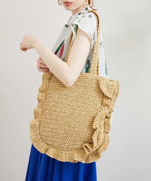 Paradise Picnic（パラダイスピクニック）の「Casselini ラウンドフリルBAG（かごバッグ・レディース・ブルー/ベージュ/ブラック・FREE）」の3枚目の写真