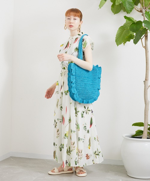 Paradise Picnic（パラダイスピクニック）の「Casselini ラウンドフリルBAG（かごバッグ・レディース・ブルー/ベージュ/ブラック・FREE）」の4枚目の写真