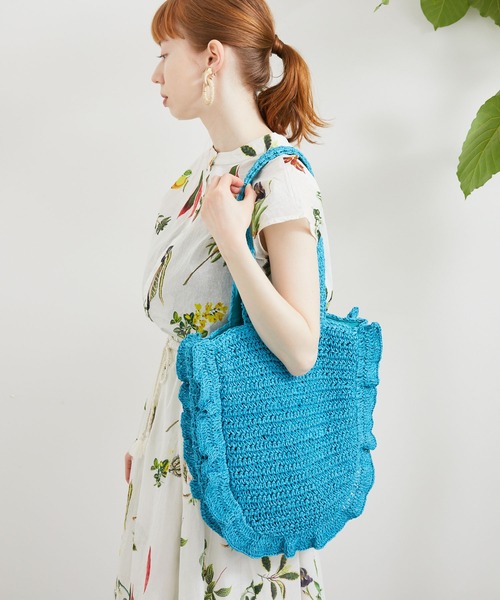 Paradise Picnic（パラダイスピクニック）の「Casselini ラウンドフリルBAG（かごバッグ・レディース・ブルー/ベージュ/ブラック・FREE）」の6枚目の写真