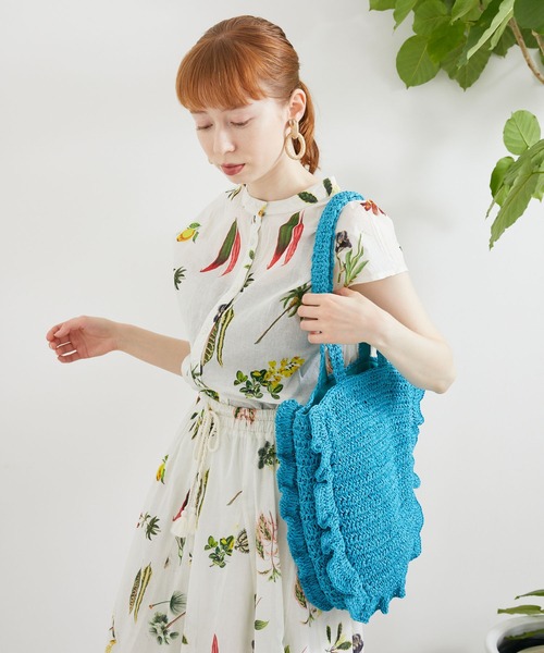 Paradise Picnic（パラダイスピクニック）の「Casselini ラウンドフリルBAG（かごバッグ・レディース・ブルー/ベージュ/ブラック・FREE）」の8枚目の写真