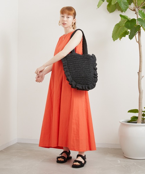 Paradise Picnic（パラダイスピクニック）の「Casselini ラウンドフリルBAG（かごバッグ・レディース・ブルー/ベージュ/ブラック・FREE）」の22枚目の写真