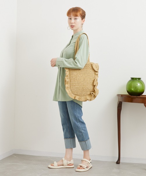 Paradise Picnic（パラダイスピクニック）の「Casselini ラウンドフリルBAG（かごバッグ・レディース・ブルー/ベージュ/ブラック・FREE）」の10枚目の写真