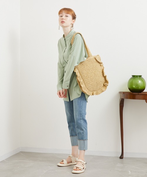 Paradise Picnic（パラダイスピクニック）の「Casselini ラウンドフリルBAG（かごバッグ・レディース・ブルー/ベージュ/ブラック・FREE）」の11枚目の写真