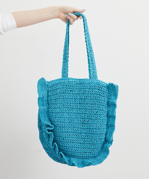 Paradise Picnic（パラダイスピクニック）の「Casselini ラウンドフリルBAG（かごバッグ・レディース・ブルー/ベージュ/ブラック・FREE）」の9枚目の写真