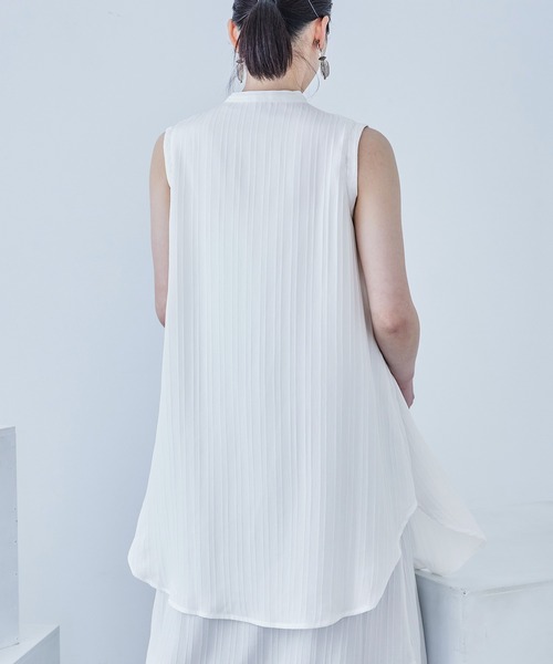 Fashion Letter(ファッションレター)の「シャドーストライプ レイヤード風ロングワンピース(ワンピース・レディース・ホワイト/ブルー/ライトベージュ/ブラック・M)」の13枚目の写真