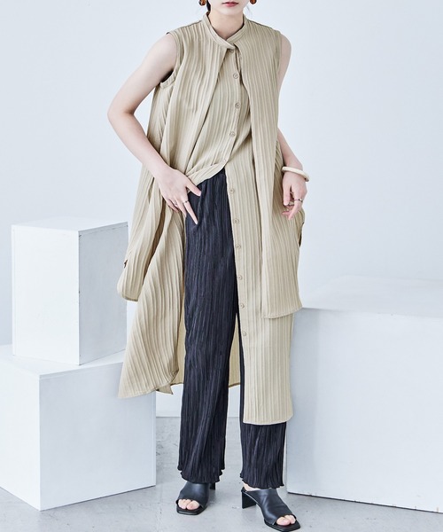 Fashion Letter(ファッションレター)の「シャドーストライプ レイヤード風ロングワンピース(ワンピース・レディース・ホワイト/ブルー/ライトベージュ/ブラック・M)」の16枚目の写真
