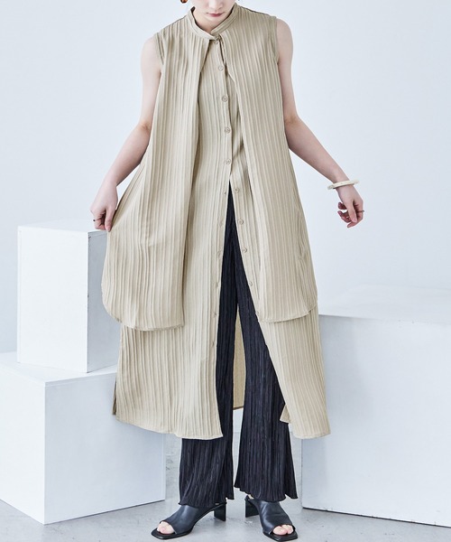 Fashion Letter(ファッションレター)の「シャドーストライプ レイヤード風ロングワンピース(ワンピース・レディース・ホワイト/ブルー/ライトベージュ/ブラック・M)」の17枚目の写真