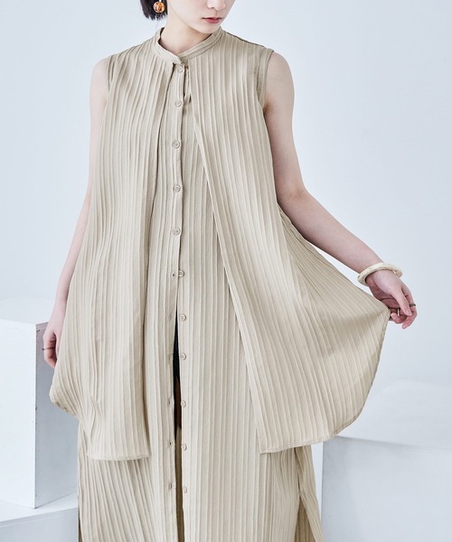 Fashion Letter(ファッションレター)の「シャドーストライプ レイヤード風ロングワンピース(ワンピース・レディース・ホワイト/ブルー/ライトベージュ/ブラック・M)」の18枚目の写真