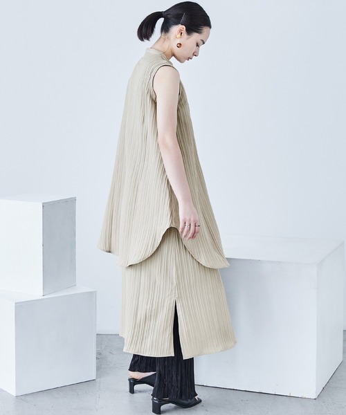 Fashion Letter(ファッションレター)の「シャドーストライプ レイヤード風ロングワンピース(ワンピース・レディース・ホワイト/ブルー/ライトベージュ/ブラック・M)」の20枚目の写真