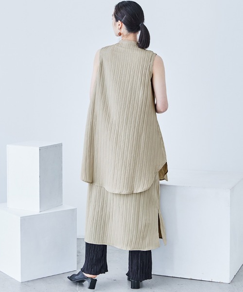 Fashion Letter(ファッションレター)の「シャドーストライプ レイヤード風ロングワンピース(ワンピース・レディース・ホワイト/ブルー/ライトベージュ/ブラック・M)」の21枚目の写真