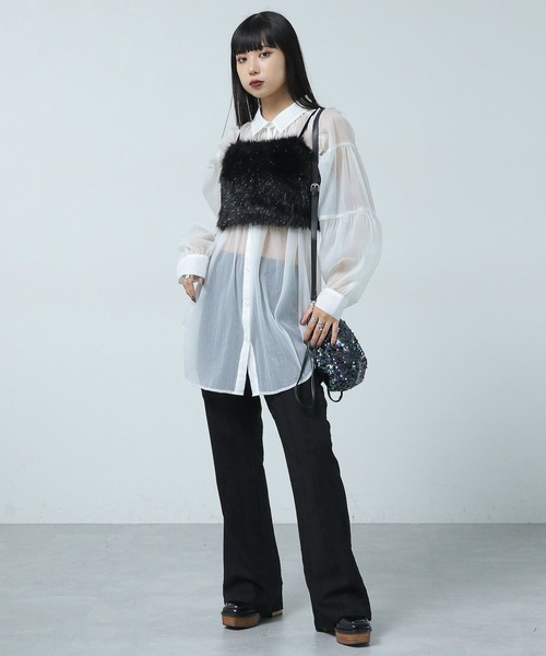 PAGEBOY（ページボーイ）の「ドライタッチシアーボリュームシャツ（シャツ/ブラウス・レディース・オフホワイト/ブラック/ブルー・FREE）」の7枚目の写真