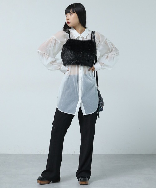 PAGEBOY（ページボーイ）の「ドライタッチシアーボリュームシャツ（シャツ/ブラウス・レディース・オフホワイト/ブラック/ブルー・FREE）」の8枚目の写真