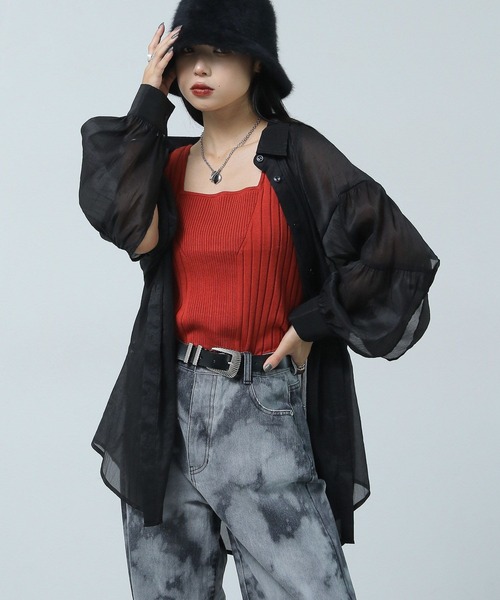 PAGEBOY（ページボーイ）の「ドライタッチシアーボリュームシャツ（シャツ/ブラウス・レディース・オフホワイト/ブラック/ブルー・FREE）」の11枚目の写真